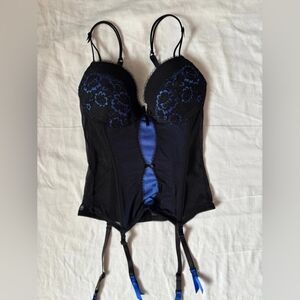 Black and Blue Floral Bustier